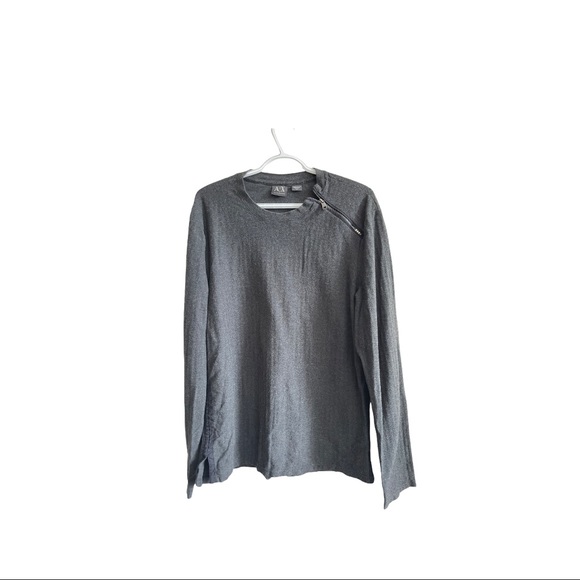 Armani Exchange Grey long sleeve shoulder zipper top - Picture 1 of 5